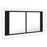 Maison Chic LED Kopalniška omarica - Kopalniški kabinet z ogledalom črna 90x12x45 cm akril, (21794389) Cene
