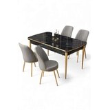 Hanah home Rasklopivi trpezarijski sto i stolice (5 delova) Nira Black Marble Gold Grey | Eponuda.com