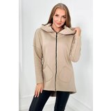 Kesi Insulated sweatshirt with a longer back and pockets light beige Cene