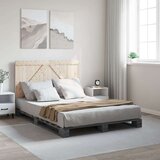  Okvir za krevet s uzglavljem sivi 140x200cm od masivne borovine | shoptok.hr