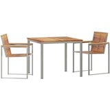 vidaXL 3 kom. set za objedovanje od masivne tikovine, vanjski stol 90x90x74.5 cm od masivne tikovine Cijene