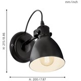 Eglo 55261 - zidna lampa priddy 1xE27/40W/230V crna | Eponuda.com