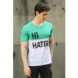 Madmext Color Block Printed Green T-Shirt 3089 Cene