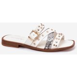 Boto Embellished women's flip flops on flat heel with straps and buckle white Manitte | ePonuda.com