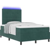 vidaXL Postelja s pomičnim dnom in vzmetnico & LED Temno zelena 120x200 cm Žamet, (22050149) | Shoptok.si