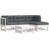 Maison Chic Seti vrtnega pohištva - Vrtna garnitura - Vrtni pohištvo set 5-delna z blazinami bela trdna borovina, (21815231) | Shoptok.si