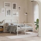 Maison Chic Kovinski Posteljni okvir - Dvoposteljna postelja - Zakonska postelja z vzglavjem in vznožjem bel 120x190 cm, (21695915) | Shoptok.si
