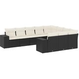  10-dijelni set vrtnih sofa s jastucima crni od poliratana Crna 83 x 62 x 69 cm | shoptok.hr