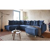 Miuform Tamno plava sklopiva kutna garnitura od samta (s lijevim kutom/u obliku slova "U") Lazy Lukka – | shoptok.hr