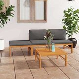  4-dijelna vrtna garnitura od tikovine sa sivim jastucima | shoptok.hr