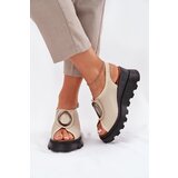 Boto Ladies Leather Wedge Sandals With Decoration Beige Artiker | Shoptok.si