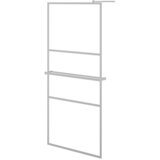 Pregrada za tuš s policom krom 80x195 cm staklo ESG i aluminij | shoptok.hr