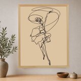 Wallxpert uramljena slika na platnu Cc-D-Ah-1041, plesačica sa trakom, crna linija na peščanoj pozadini, 70 x 95 cm | Eponuda.com