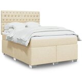 vidaXL Box spring postelja z vzmetnico krem 140x200 cm blago Cene