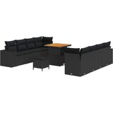 vidaXL Vrtna sedežna garnitura z blazino 11 pcs Črna poli ratan, (5000146539) | Shoptok.si