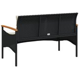  Vrtna klupa s jastucima 116 x 62,5 x 74 cm crna od poliratana | shoptok.hr