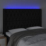  LED uzglavlje crno 147 x 16 x 118/128 cm od tkanine | shoptok.hr