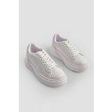 Marjin Women's Sneakers High-Sole Lace-Up Sneakers Bekor white | Shoptok.si