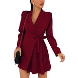 Fenzy elegantna mini obleka na preklop s plisiranim krilom denver, bordo cene