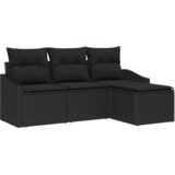 vidaXL 4-dijelni vrtni kauč set s jastučićima crni poli ratan | shoptok.hr