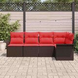  Vrtna sedežna garnitura z blazino 5 pcs Rjava poli ratan, (5000144404) | Shoptok.si