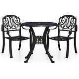  3-dijelni bistro set od lijevanog aluminija crni | shoptok.hr
