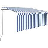  Avtomatsko zložljiva tenda s senčilom 3,5x2,5 m modra in bela - - modra - 31.66 - 3.5 x 2.5 m - 2025- | Shoptok.si
