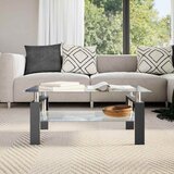  Stolić za kavu crno-prozirni 95 x 55 x 40 cm od kaljenog stakla | shoptok.hr