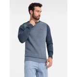 Ombre Cotton men's sweater with patch and raglan sleeves - navy blue | Eponuda.ba
