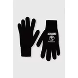 Moschino Volnene rokavice ženski, črna barva