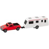  Metalni set vozila Pickup s kamperom DIE-CAST - rdeče/belo | Shoptok.si