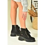 Fox Shoes Women's Black Suede Thick-Soled Casual Women's Boots Cene