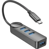 USB HUB Type-C DH5 Erudite 4 port black, USB3.0