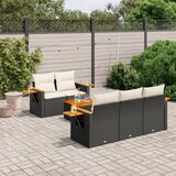  6-dijelni set vrtnih sofa s jastucima crni od poliratana | shoptok.hr
