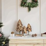 vidaXL Božično drevo z stojalom 3 pcs Rjava Trdna tikovina | Shoptok.si