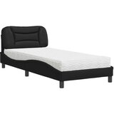 vidaXL Postelja z vzmetnico črna 90x190 cm umetno usnje | Shoptok.si