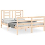 Maison Chic Posteljni okvir - Dvoposteljna postelja - Zakonska postelja z vzglavjem trden les-J16587, (21760567) Cene