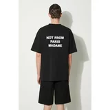 Drôle de Monsieur Bombažna kratka majica Le T-Shirt Slogan moška, črna barva, PERM-TS203-CO002-BL