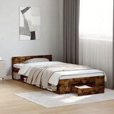 Maison Chic Posteljni okvir - Enojna postelja - Postelja za odrasle s predalom dimljen hrast 75x190 cm inž. les, (21696283) | Shoptok.si