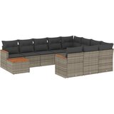 The Living Store Vrtna sedežna garnitura 11-delna z blazinami siv poli ratan - Vrtna Sedežna Garniture, (21450966) | Shoptok.si
