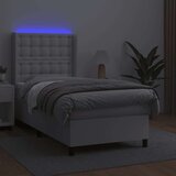  Box spring postelja z vzmetnico LED bela 80x200 cm umetno usnje, (20930193) | Shoptok.si