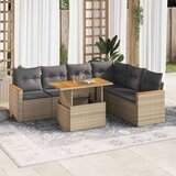 vidaXL 7-dijelni set vrtnih sofa s jastucima bež od poliratana bagrem | shoptok.hr
