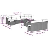 vidaXL 11-dijelni set vrtnih sofa od poliratana s jastucima sivi | shoptok.hr