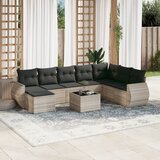 vidaXL 9-dijelni set vrtnih sofa od poliratana s jastucima svjetlosivi | shoptok.hr