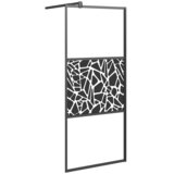 Pregrada za tuš 90 x 195 cm staklo ESG s uzorkom kamena crna | shoptok.hr