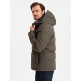 Ombre Men's lightweight jacket with hood and mesh lining - olive | shoptok.hr
