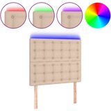 Maison Chic LED Posteljno vzglavje - Vzglavna omarica - Nočna omarica kapučino 90x5x118/128 cm umetno usnje, (21712752) | Shoptok.si