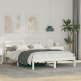 vidaXL Konstrukcija postelje Bela 135 x 190 cm Masivno borovo les | Shoptok.si