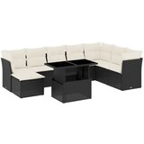 vidaXL Vrtna sedežna garnitura 9-delna z blazinami črn poli ratan, (21146829) | Shoptok.si