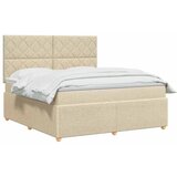 Boxspring krevet s madracem Krem 160 x 200 cm Tkanina - Krem 160 x 200 cm Dizajn s rombovima | shoptok.hr